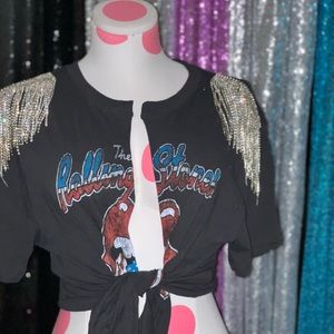 Blinged out reworked graphic t shirt